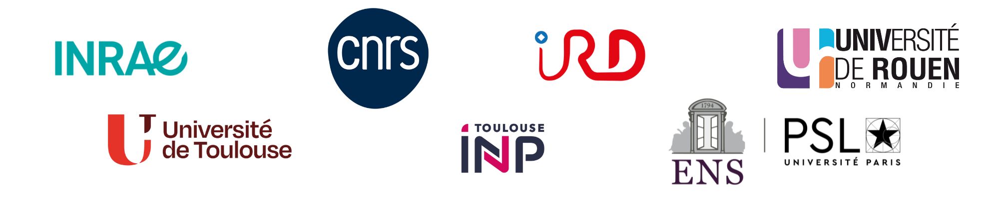 INRAE, CNRS, IRD, Université de Rouen, Université de Toulouse, INP Toulouse, ENS-PSL INRAE, CNRS, IRD, Université de Rouen, Université de Toulouse, INP Toulouse, ENS-PSL