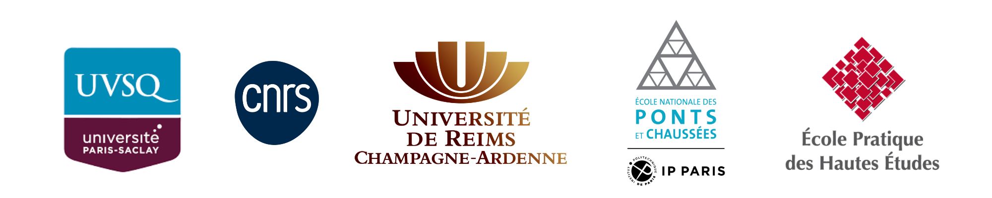 CNRS |UVSQ - Université Paris-Saclay | Université de Reims Champagne-Ardenne | École des ponts et Chaussées | École Pratique des Hautes Études CNRS |UVSQ - Université Paris-Saclay | Université de Reims Champagne-Ardenne | École des ponts et Chaussées | École Pratique des Hautes Études