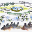 Dessin à l'aquarelle du stand INRAE au Salon de l'Agriculture 2026